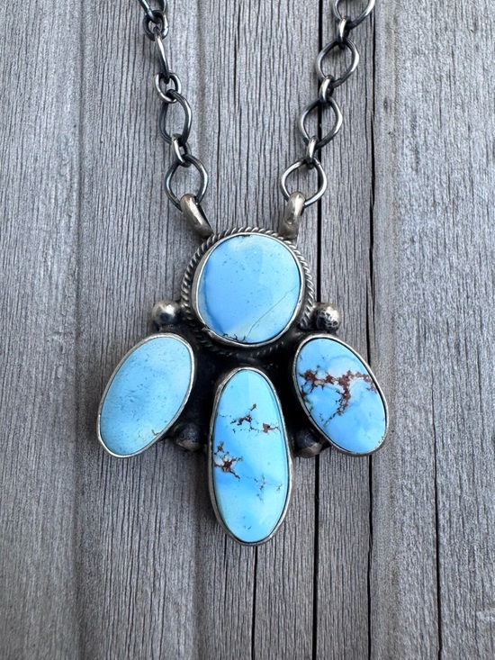 Native American Jewelry - Ella Peter Golden Hills Turquoise Cluster Necklace